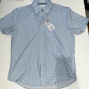Light Blue Geometric Casual Shirt